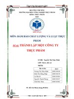 Đảm bảo chất lượng và Luật thực phẩm  Thành lập một công ty thực phẩm  Sữa tươi thanh trùng