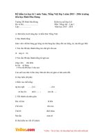 Đề thi học kì 1 môn Toán, Tiếng Việt lớp 1 năm 2015 - 2016 trường tiểu học Bình Hòa Hưng