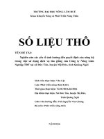 Nghiên cứu các yếu tố ảnh hưởng đến quyết định của nông hộ trong việc sử dụng dịch vụ lúa giống của công ty TBT tại xã đức tân, huyện mộ đức, tỉnh quảng ngãi 