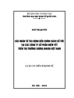 Các nhân tố tác động đến chính sách cổ tức tại các công ty cổ phần niêm yết trên thị trường chứng khoán việt nam
