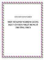 Một số kinh nghiệm trong giảng dạy văn bản nhật dụng ở trường thcs