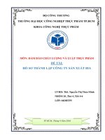 ĐẢM BẢO CHẤT LƯỢNG VÀ LUẬT THỰC PHẨM THÀNH LẬP CÔNG TY SẢN XUẤT BIA