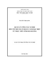Quản lý công tác xã hội đối với trẻ em có hoàn cảnh đặc biệt từ thực tiễn tỉnh hải dương 