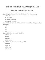 Câu hỏi và bài tập trắc nghiệm địa lý 8 (40) 