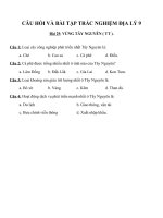 Câu hỏi và bài tập trắc nghiệm địa lý 9 (30) 