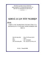 Chiến lược marketing thành công của mcdonalds và bài học kinh nghiệm cho phở 24 