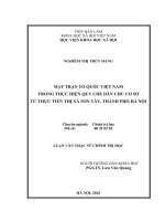 Mặt trận tổ quốc việt nam trong thực hiện quy chế dân chủ cơ sở từ thực tiễn thị xã sơn tây, thành phố hà nội 