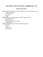 Câu hỏi và bài tập trắc nghiệm địa lý 9 (21) 