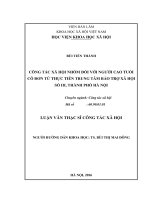 Công tác xã hội nhóm đối với người cao tuổi cô đơn từ thực tiễn trung tâm bảo trợ xã hội số III, thành phố hà nội 