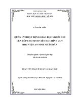 Quản lý hoạt động giáo dục ngoài giờ lên lớp cho sinh viên hệ chính quy, học viện an ninh nhân dân 