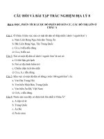 Câu hỏi và bài tập trắc nghiệm địa lý 8 (39) 