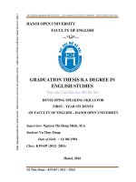 Developing speaking skills for first year students of faculty of english   hanoi open university 