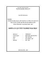 Đánh giá hiện trạng môi trường và công tác quản lý nhà nước về môi trường huyện bình xuyên – tỉnh vĩnh phúc giai đoạn 2010 2013  