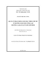 Quản lý hoạt động giáo dục theo chủ đề ở một số trường mầm non trên địa bàn phường 3, quận 10, thành phố hồ chí minh 
