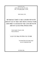 Hỗ trợ dạy nghề và việc làm đối với NKT từ thực tiễn trung tâm dạy nghề, giới thiệu và giải quyết việc làm cho người khuyết tật hà tĩnh, tỉnh hà tĩnh 