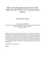 Một số giải pháp pháp ứng dụng Tiêu chuẩn “khách sạn xanh ASEAN” cho các khách sạn tại Hà Nội