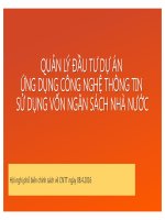 QUẢN LÝ ĐẦU TƯ DỰ ÁN ỨNG DỤNG CÔNG NGHỆ THÔNG TIN SỬ DỤNG VỐN NGÂN SÁCH NHÀ NƯỚC