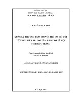 Quản lý trường hợp đối với trẻ em mồ côi từ thực tiễn Trung tâm Bảo trợ xã hội tỉnh Sóc Trăng