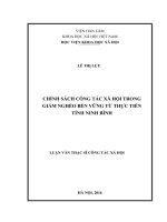 Chính sách công tác xã hội trong giảm nghèo bền vững từ thực tiễn tại tỉnh ninh bình 