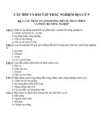 Câu hỏi và bài tập trắc nghiệm địa lý 9 (10) 