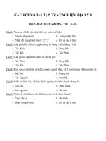 Câu hỏi và bài tập trắc nghiệm địa lý 8 (21) 