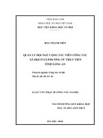Quản lý đội ngũ cộng tác viên công tác xã hội ở xãphường từ thực tiễn tỉnh long an 