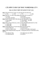 Câu hỏi và bài tập trắc nghiệm địa lý 9 (1) 