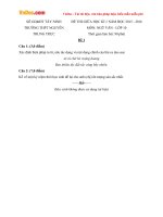 Đề thi giữa học kì 1 môn Ngữ văn lớp 10 trường THPT Nguyễn Trung Trực, Tây Ninh năm học 2015 - 2016