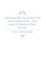 HIỆP ĐỊNH ĐỐI TÁC XUYÊN THÁI BÌNH DƯƠNG (TPP) – GÓC NHÌN TỪ NGÀNH NÔNG NGHIỆP