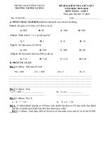 Đề kiểm tra giữa kì I môn Toán lớp 3 trường tiểu học Phú Lương năm 2015 - 2016