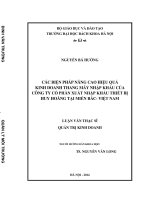 CÁC BIỆN PHÁP NÂNG CAO HIỆU QUẢ KINH DOANH THANG MÁY NHẬP KHẨU CỦA CÔNG TY CỔ PHẦN XUẤT NHẬP KHẨU THIẾT BỊ HUY HOÀNG TẠI MIỀN BẮC- VIỆT NAM