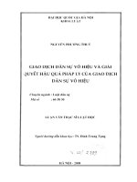 Giao dịch dân sự vô hiệu và giải quyết hậu quả pháp lý của giao dịch dân sự vô hiệu 