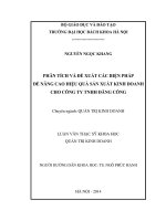 PHÂN TÍCH VÀ ĐỀ XUẤT CÁC BIỆN PHÁP ĐỂ NÂNG CAO HIỆU QUẢ SẢN XUẤT KINH DOANH CHO CÔNG TY TNHH ĐĂNG CÔNG