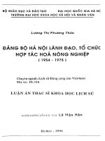 Đảng bộ hà nội lãnh đạo, tổ chức hợp tác hoá nông nghiệp (1954   1975) 
