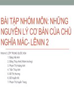 Bài tập nhóm môn: Những nguyên lý cơ bản của chủ nghĩa Mác- Lênin 2