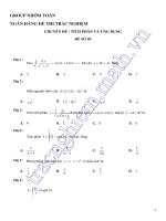 80 câu TRẮC NGHIỆM NGUYÊN hàm TÍCH PHÂN có đáp án (CHƯƠNG 3 GIẢI TÍCH 12)