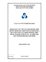 KHẢO SÁT CÁC YẾU TỐ ẢNH HƯỞNG ĐẾN QUYẾT ĐỊNH MUA ĐỐI VỚI SẢN PHẨM SỮA RỬA MẶT OXY CỦA KHÁCH HÀNG TIÊUDÙNG NAM ĐỘ TUỔI TỪ 16 – 35 TRÊN ĐỊA BÀN THÀNH PHỐ HỒ CHÍ MINH