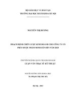 Hoạch định chiến lược kinh doanh cho công ty cổ phần dược phẩm minh dân đến năm 2020 