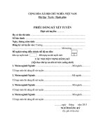 MẪU PHIẾU ĐĂNG ký xét TUYỂN