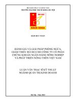 Đánh giá và giải pháp phòng ngừa, giảm thiểu rủi ro cho công ty cổ phần chứng khoán ngân hàng nông nghiệp và phát triển nông thôn việt nam   