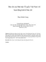 Báo chí của Mặt trận Tổ quốc Việt Nam với hoạt động kinh tế báo chí