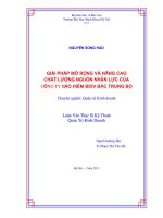Giải pháp mở rộng và nâng cao chất lượng nguồn lực của công ty bảo hiểm BIDV bắc trung bộ  