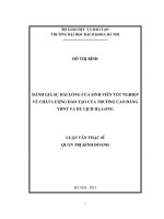 Đánh giá sự hài lòng của sinh viên tốt nghiệp về chất lượng đào tạo của trường cao đẳng VHNT và du lịch hạ long  