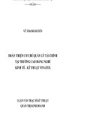 Hoàn thiện cơ chế quản lý tài chính tại Trường Cao đẳng nghề kinh tế - kỹ thuật VINATEX