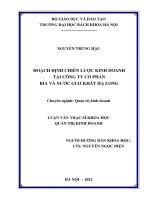 Hoạch định chiến lược kinh doanh tại Công ty cổ phần Bia và nước giải khát Hạ Long