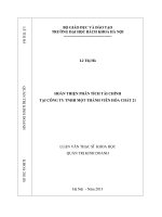 Hoàn thiện phân tích tài chính tại Công ty Trách nhiệm hữu hạn Một thành viên Hóa chất 21
