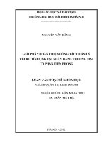 Giải pháp hoàn thiện công tác quản lý rủi ro tín dụng tại ngân hàng thương mại cổ phần tiền phong 