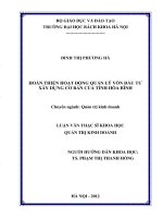 Hoàn thiện hoạt động quản lý vốn đầu tư xây dựng cơ bản của tỉnh Hòa Bình