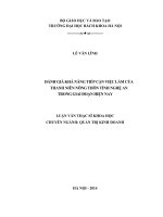 Đánh giá khả năng tiếp cận việc làm của thanh niên nông thôn tỉnh nghệ an trong giai đoạn hiện nay 