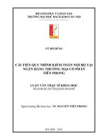 Cải tiến quy trình kiểm toán nội bộ tại ngân hàng thương mại cổ phần tiên phong 